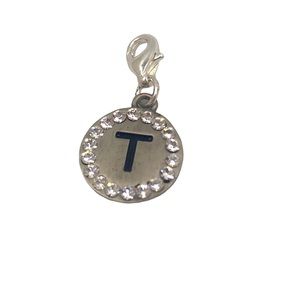 b*charmed Jeweled Round Letter “T” Charm/Pendant
